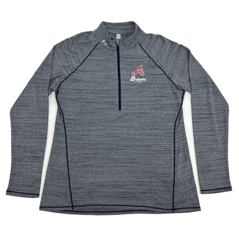 Atlanta Braves Under Armour Shirt Women's XL Blue Fitted‎ 1/2 Zip Pullover